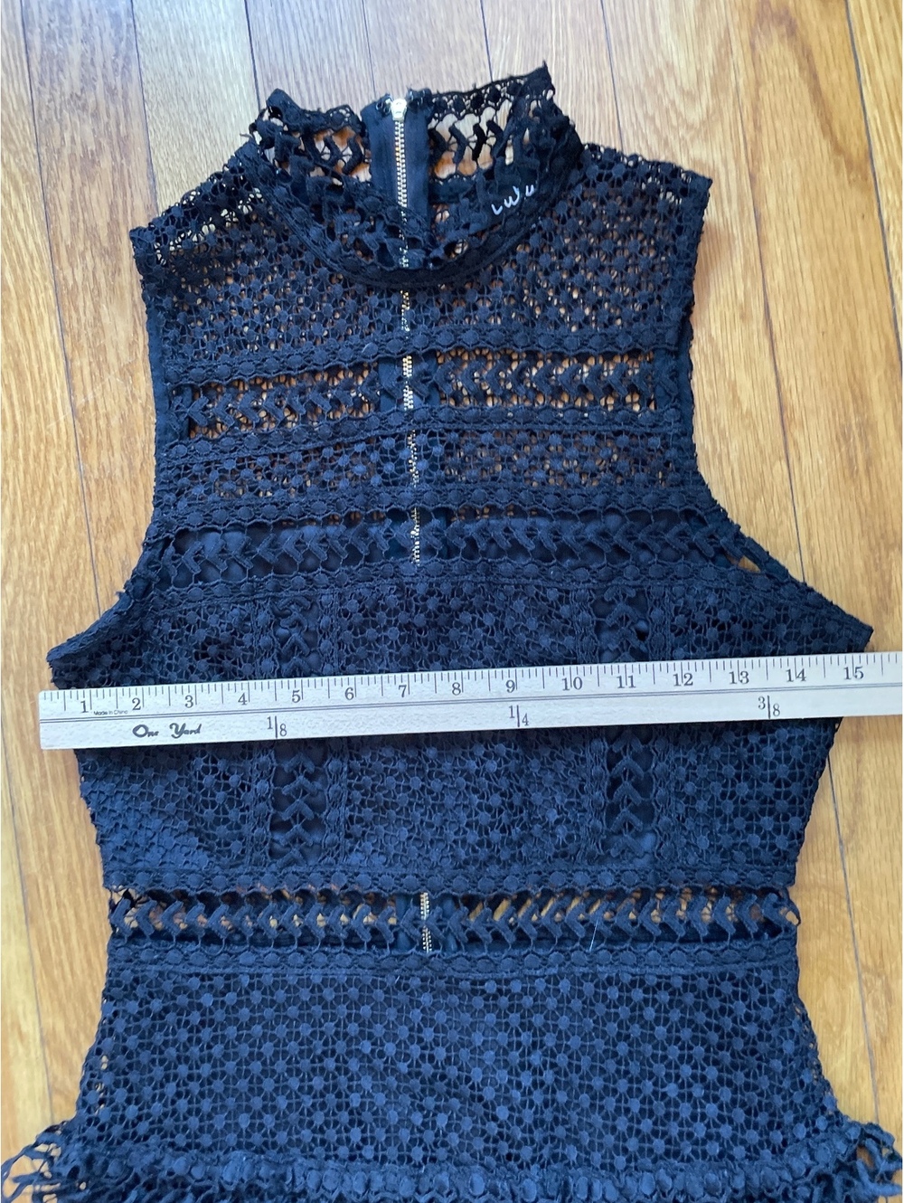 Lulus Name of Love Black Lace Dress Crochet Mini Sleeveless Tiered Ruffle Small - Picture 4 of 7